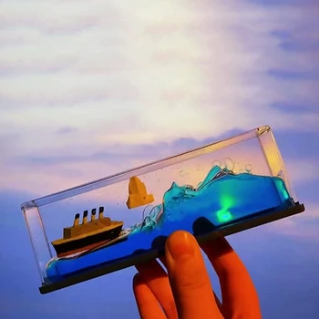Výletné Lode Tekutiny Drift Fľaša Dekorácie Tvorivé Titanic Mora Ozdoby Na Stôl Dekompresný Hračka Tekutiny Presýpacie Hodiny, Dekorácie Darček