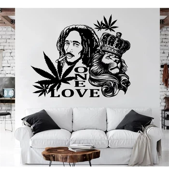 Vinyl na Stenu Odtlačkový Bob Marley Lev JEDNEJ LÁSKY, Stena Nálepky Reggae Hudba Wall Art nástenné Maľby Vymeniteľné Plagát Domov Design Art Decor