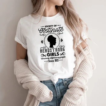 Spoločnosť Obstinate Headstrong Dievčatá T-shirt Jane Austen Tričko Pýcha a Predsudok Tshirts Knižnej Tees Feministické Tričká Topy