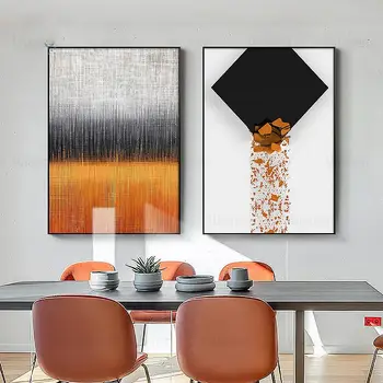 Moderné Svetlo Luxusné Plagát Abstraktné Geometrické Plátno Na Maľovanie Orange Obraz Na Stenu Umenie Obývacia Izba, Podkrovie Dekorácie