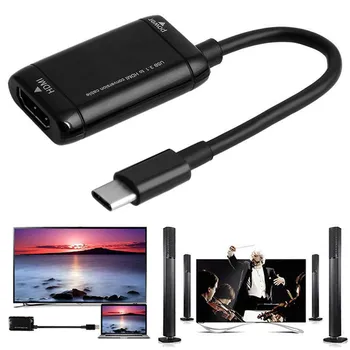 USB-C Typ C Na kompatibilný s HDMI Adaptér USB 3.1 Kábel MHL Telefón Android Tablet Čierna