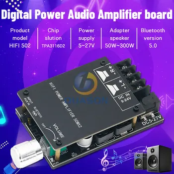 ZK-502C HIFI Stereo Bluetooth 5.0 TPA3116 Digital Power Audio Zosilňovač rada TPA3116D2 50WX2 Stereo ZOSILŇOVAČ Amplificador