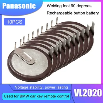 10PCS Pôvodné Panasonic VL2020 2020 3V Nabíjateľné Lítiové Batérie, S Nohami 90 stupňov Pre Kľúča Vozidla Diaľkovým Časovača Tlačidlo bunky