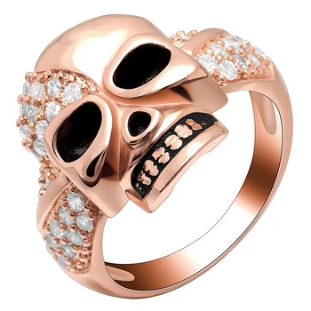 Rakúske Gotický Rose Gold Color Štýl Lebky Prstene Pre Ženy Crystal CZ Zapojenie Šperky strany trendy Punk darčeky Krúžok