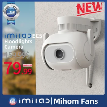 Nové IMILAB EC5 Floodlight Kamery Vonkajšie Wifi Bezpečnostný kamerový Cam IP 2K Farebné Nočné Videnie 360°ľuďmi Webkamera