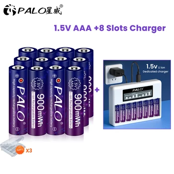 PALO 4-24pcs 1,5 V AAA Li ion Batéria AAA 1,5 V 900mWh Lítium Li-ion Nabíjateľná Batéria s 8 Slot 1,5 v AA AAA Batérie, Nabíjačky