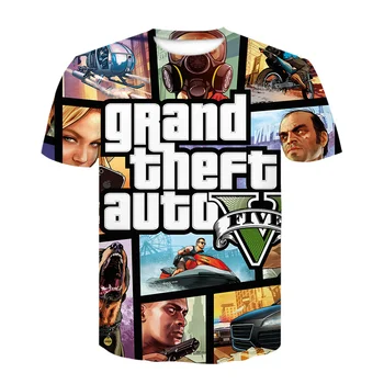 2022 Nové Grand Theft Auto Hry GTA 5 Chlapcov Letné Tričká Pohode GTA5 Tričko Farebné 3D Tlač T-shirt Tee Tričko Zábavné Topy