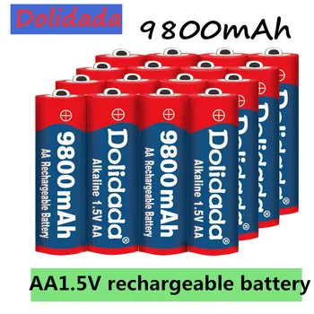 Dolidada 2021 Novú Značku 9800 MAH nabíjateľná batéria AA 1,5 V. Nabíjateľná Nové Alcalinas drummey +1pcs 4-článková batéria, nabíjačka