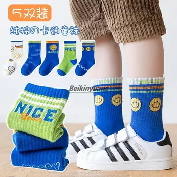 Nové jesenné a zimné detské ponožky vysokej gumička cartoon ponožky chlapci a dievčatá bavlnené ponožky športové študent ponožka