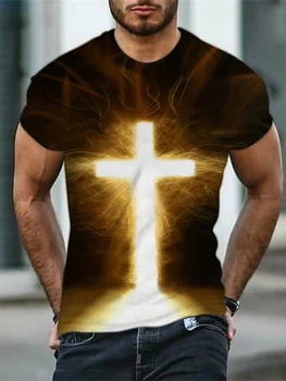 2022 Najnovšie Módne Ježiša Krista 3D Vytlačené T-shirt pánske Okrúhlym Výstrihom, Krátky Rukáv