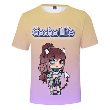 T-košele Anime Gacha Život Kawaii detské oblečenie 3D Tlač Dieťa Tričko Fashion Bežné Kolo krku T-shirt Chlapec Dievča Topy