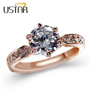 1.75 ct AAA Zirkón Zásnubné Prstene pre ženy Rose gold color Snubné prstene žena anel Rakúskych Kryštálov Šperky najvyššej kvality