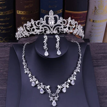 Luxusné Svadobné Šperky Sady pre Ženy Drahokamu Tiaras Koruny Svadobné Náušnice Náhrdelníky Sady Prom Šperky Set