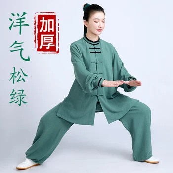 Tai Chi Oblečenie Žien High-end Bavlny a Ľanu Tai Chi Chuan Praxi Vyhovovali Mužov na Jar a na Jeseň Zima Pribrala Oblečenie