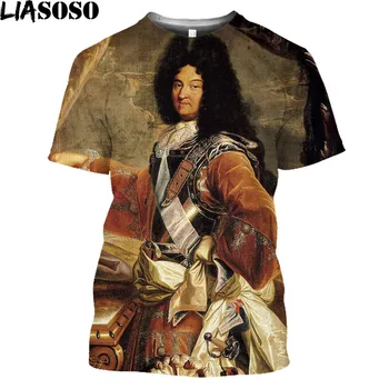 LIASOSO Módne Louis XIV Louis 14 3D Vytlačené T-Shirts Módne Luxusné Napoleon Bonaparte T-Shirt Vintage Daliy Harajuku Tričko