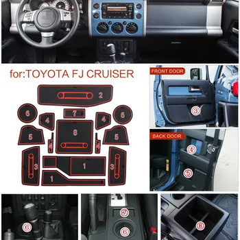 3D Gumové podložky Pre Toyota LAND CRUISER FJ Lnterior Proti Sklzu Mat Dvere Slot Pad Pohár Vankúš Groove Mat Auto Príslušenstvo 15pcs