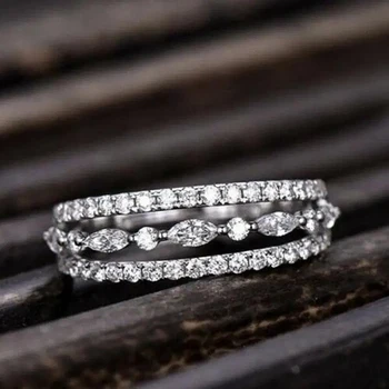 Huitan Trendy Zásnubné Prstene pre Ženy, Intarzované a Brilantné Cubic Zirconia Štýlové Svadobné Svadobné Prst Prsteň Strany Šperky Darček