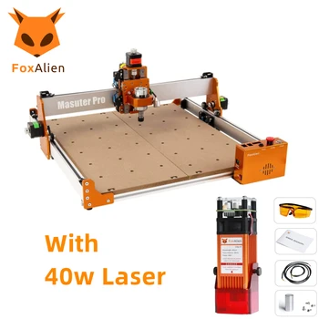 FoxAlien CNC Router Stroj Masuter Pro, Všetky Hliníkový Rám frézka s 40w Laser Cutter pre Dreva, Kovov, Rezanie Rezanie