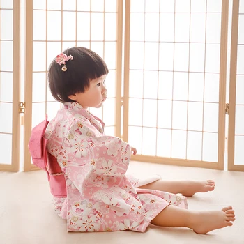Deti Tradičné Japonské Kimono Štýle Vytlačené Yukata Šaty pre Dievča Deti Bavlna Cosplay Haori Kostým Ázijské Oblečenie ZH109
