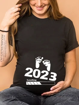 Letné Zábavné 2023 Stopy Cartoon Vytlačené Materskej Oblečenie Plus Veľkosť Krátky Rukáv Materskej Tričká Topy Dámske Hot Predaj T