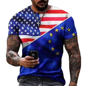 Móda Americké Vlajky 3D Tlač pánske Tričko Nadrozmerné Muž T-Letné Tričko Krátky Rukáv Priedušná Fitness Oblečenie, Topy Tees 6XL
