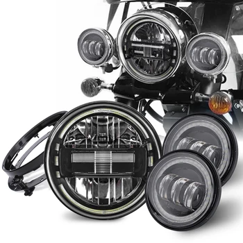 Motocykel 7 Palcový Kolo LED Reflektor Pre Harley Turné Road King Ultra Classic Electra 4.5 Palcový Hmlové Svetlá Montážne Krúžok Moto
