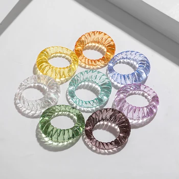 Nový Transparentný Multicolor Živice, Akrylové Prstene pre Ženy, Dievčatá Trendy Veľký Zavalitý Croissant Zásobník Prst Prsteň kórejský Šperky Darček