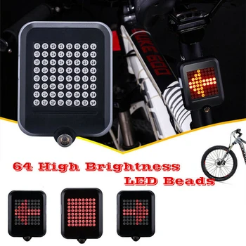 64 LED Laserové Bicykel Zadné zadné Svetlo Dobiť Bicykli Zase Signály, Bezdrôtové Diaľkové Noc Cyklistické Otočte Lampu, Cyklistické Doplnky,