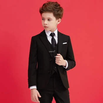 Chlapci Black 007 Svadobný Oblek Deti Formálne Sako Oblečenie Set Sa Pán Deti Deň Promócie Zbor Výkon Šaty, Kostým