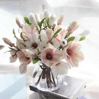 Hodváb Magnolia Pobočky Umelé Kvety, Umelé Kvety, Na Jeseň Doma Svadobné Izba Dekor Rastlinné Steny Kvetinové Vázy, Dekorácie
