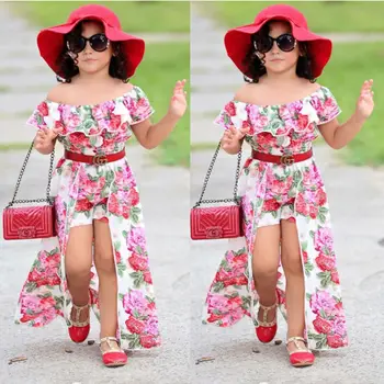 2020 Letné Dievča Set Baby Dievčatá Šaty Off Ramenný Topy + nohavice, Šaty, Oblečenie, Oblečenie Letné Súbor 1-6T