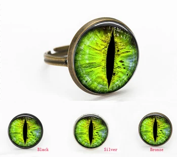 3 Farby Green Dragon Eye Bronz Oko Sklenené Cabochon Dome Šperky, Prstene, Darčeky pre Odoslať Priateľovi Nastaviteľné Krúžky Ručne tkaná 100%