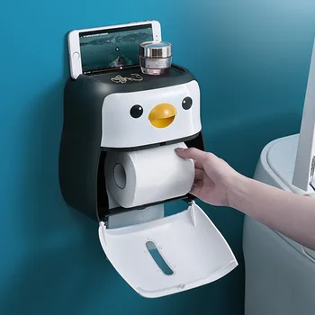 Penguin Toaletného Papiera Držiak Tvorivé Prenosné, Nepremokavé Stenu Úložný Box Zásobník Tkaniva Box Organizátor Kúpeľňových Doplnkov