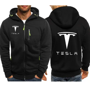 Hoodies Mužov Tesla Auto Logo Tlačiť Bežné Hip Hop Harajuku s Dlhým Rukávom s Kapucňou Mikiny Mens zips Bunda Muž Hoody Oblečenie