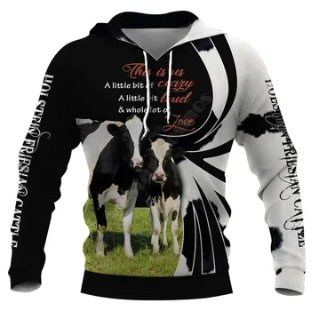 Holstein Frieslandská Dobytka 3D Hoodies Vytlačené Pulóver Mužov Pre Ženy Legrační Zviera, Mikiny Módne Cosplay Oblečenie, Sveter