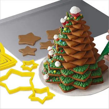 6pcs Vianočný stromček cookie formy, star tvar fondant tortu biscuit 3D dekorácie nástroj, formy na pečenie
