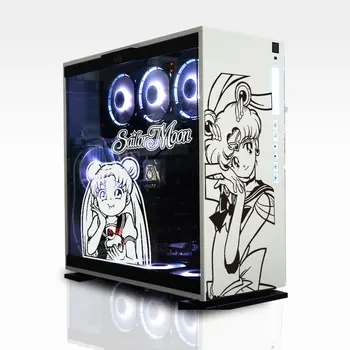 Japonské Anime Nálepky na Počítači Šasi,Cartoon Dekor Kotúča, pre ATX Mid Tower PC Prípade，Ľahko Vymeniteľné Nepremokavé